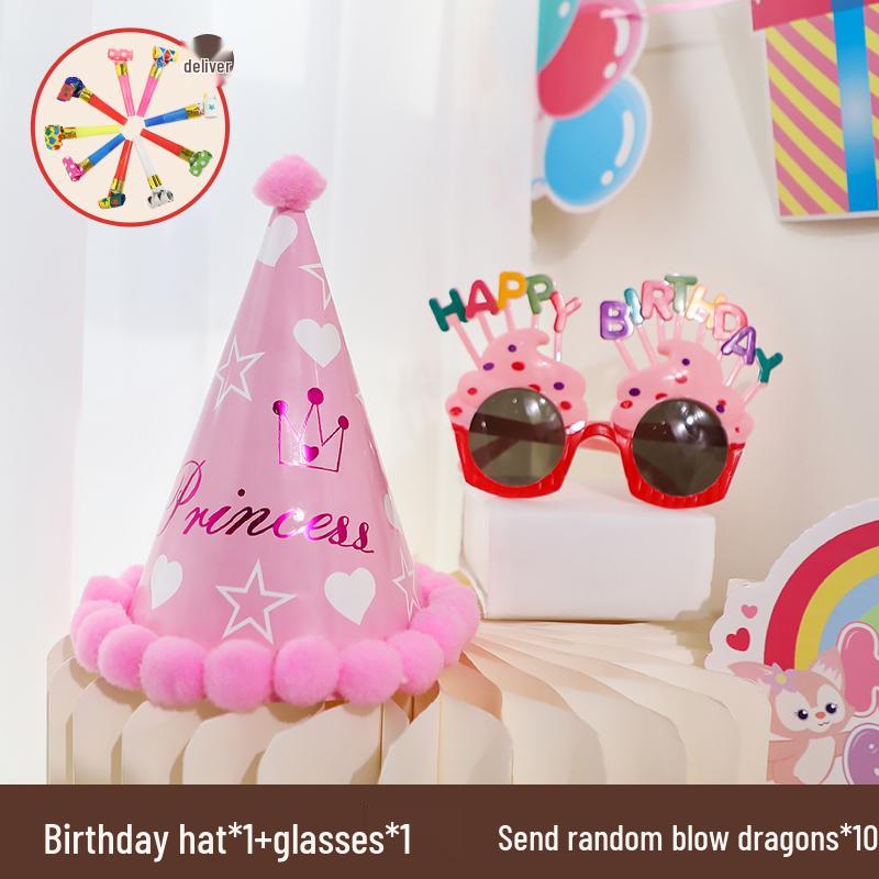 First Birthday Girl Photo Props Set: Hat, Glasses, and Creative Decorations