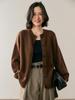 Women's Cashmere Cardigan - Autumn/Winter 2025 Collection, Round Neck, Gentle Loose Fit, Slimming Single-Breasted Jacket.