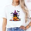 Halloween Cats Graphic Y2k Tops Women T-Shirt Casual Ulzzang Harajuku Streetwear Aesthetic Female Clothing Short Sleeve Tees