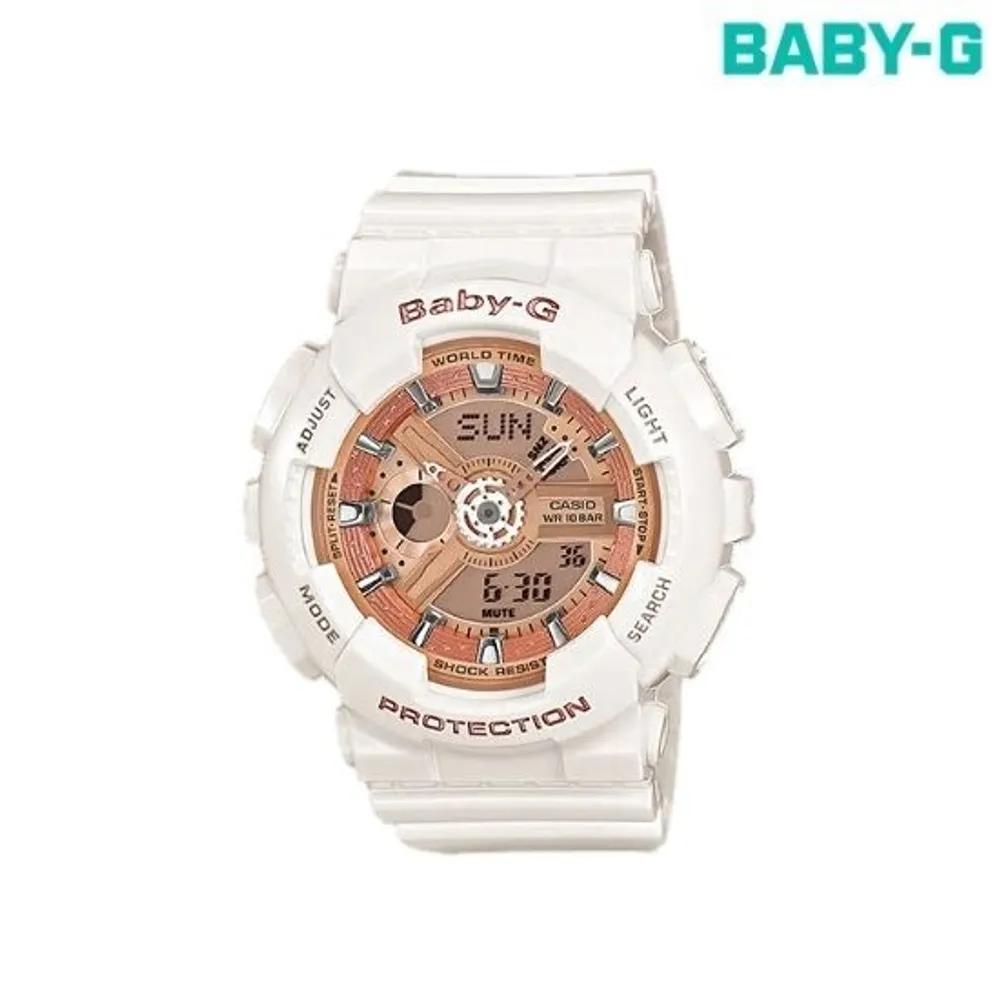 BA-110-7A1DR White Rose Gold Point Polished Women's Waterproof Digital Watch