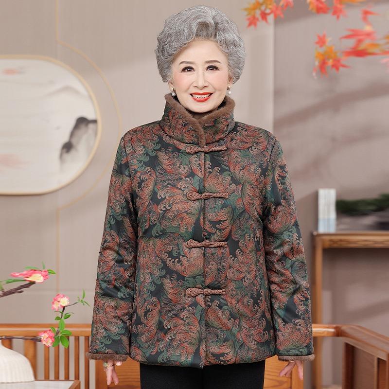 

Зимняя теплая одежда с хлопковой набивкой, наслоенная и утолщенная одежда с хлопковой набивкой, зимнее пальто для пожилой женщины, куртка с хлопковой набивкой 5XL [recommended 150-80kg] зелёный