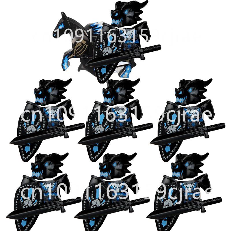 Kompatybilne MOC Średniowieczne Klocki Budowlane Postacie Żołnierze Smoczy Rycerze Czarny Lew Orzeł Zabawka Prezent Klocki Rolnik Żołnierz X048