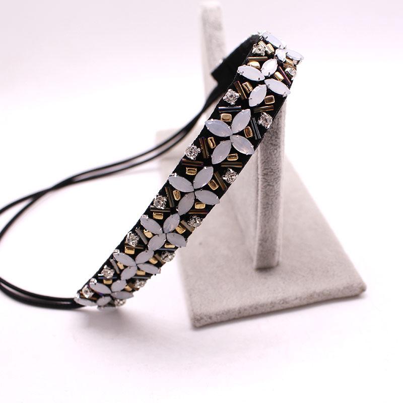 Bohemian Metal Beads Braided Headband Rhinestone Elastic Hair Band For Women & Girls Hair Accessories