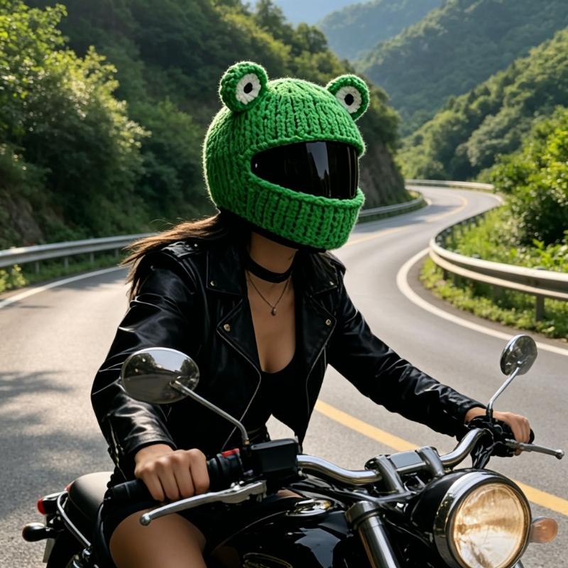 Cartoon Design Motorcycling Helmet Cover Soft Acrylic Knitting Cover For Full Face Helmet Unisex Accessory