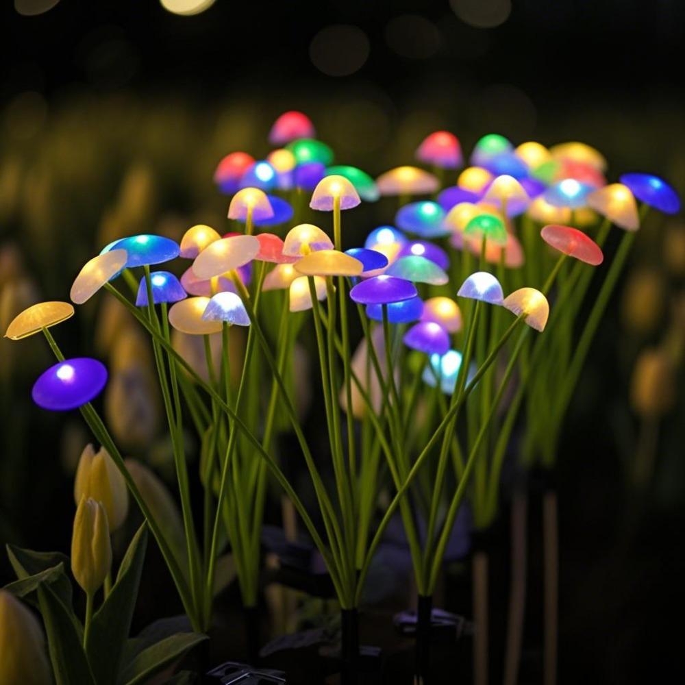 LED Solar Mushroom Lamp Ground Plug Lamp, Outdoor Festival Courtyard Landscape Atmosphere Lamp, Decorative Color Garden Lights