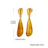 Orecchini Eleganti Retrò Ambra Autunno Inverno Catena Perle di Riso Acciaio Inossidabile Goccia d'Acqua Resina Collana Set di Gioielli da Donna