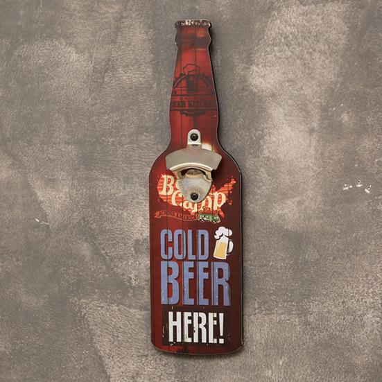 Wall Bottle Opener Beer Bottle Shape Wall-mounted Graffiti Artistic Decoration Iron Restaurant Wall Bottle Opener for Restaurant