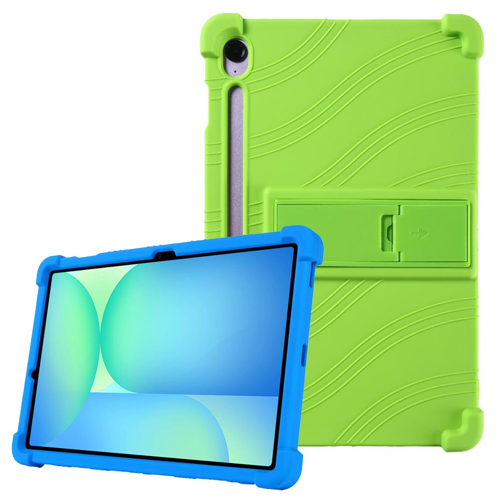 For Samsung Galaxy Tab S10 FE+ Silicone Case with Kickstand Rugged Protective Cover