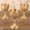 European Wine Glass, Brass Vintage Portable Golden Cup, Carved Mini Spirit Vodka Cup, Tabletop Living Room Decoration, 30ml,1pcs
