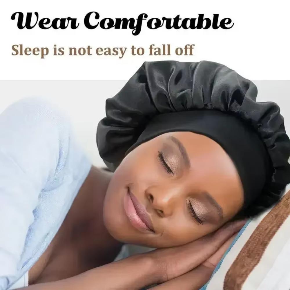 Satin Wide Brim Nightcap Silky Bonnet Hair Wrap for Sleeping Sleep Cap With Elastic Soft Band Styling Cap Hair Wrapping Caps