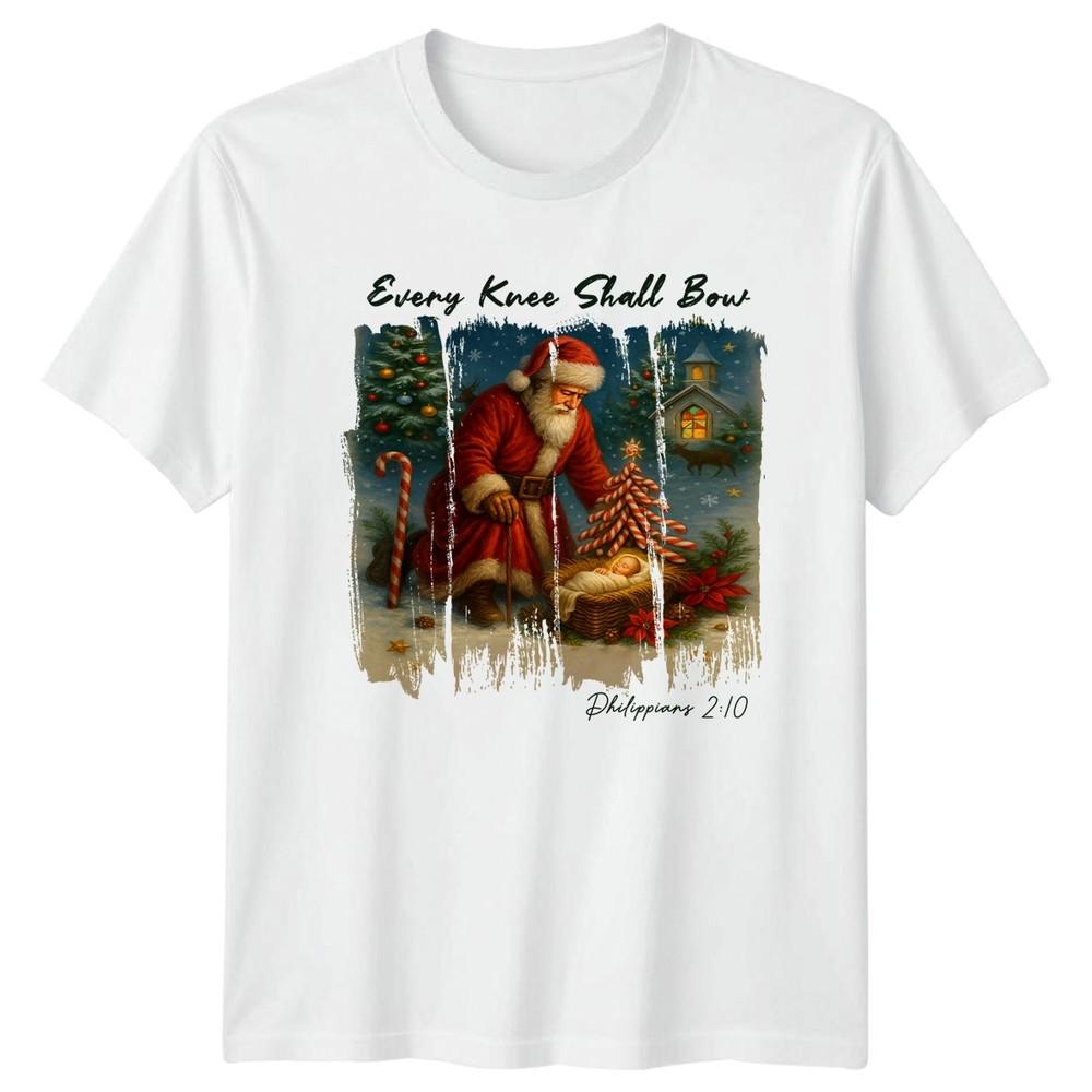 Every Knee Shall Bow Philippians 210 Nativity Christmas Unisexs Unisexs Graphic Tee S