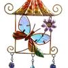 KX4B Painted Glass Bird Butterfly Iron Wind Chimes Pendant Vintage Hanging Decorations