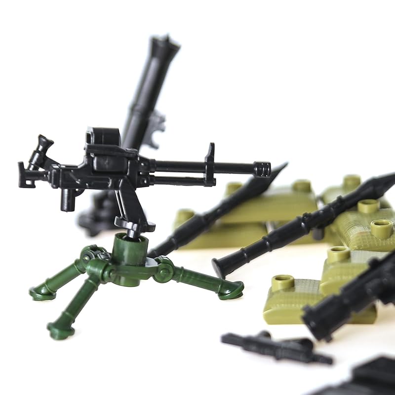 BrickBounty 106 Pcs Weapons - Machine Gun Rifle, Compatible with Major Brand Guns, Minifigure Add On -military Base Toys Soldier Police, World War Ii