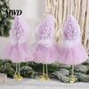 Small Decorative Keepsakes Christmas Angel Hanging Ornaments, Tulle Dress Doll Pendant Pastel Holiday Home Decor with Bell for Xmas Tree Wedding Party