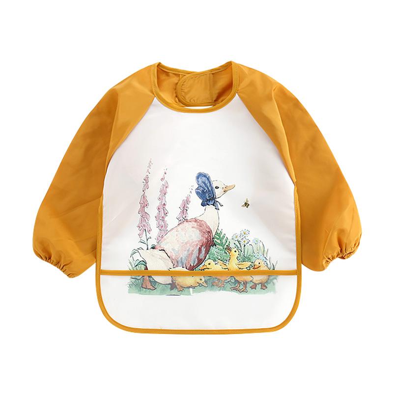 Cute Baby Bibs Toddler Baberos Bavoir Waterproof Long Sleeve Apron Cartoon Animals Children Feeding Smock Bib Baby Stuff 0-3Y