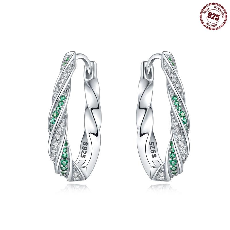 Large Double Circle Hoop Earrings with simple Style Rainbow earrings Zircon 925 Silver for Lady Gifts Fine Jewelry