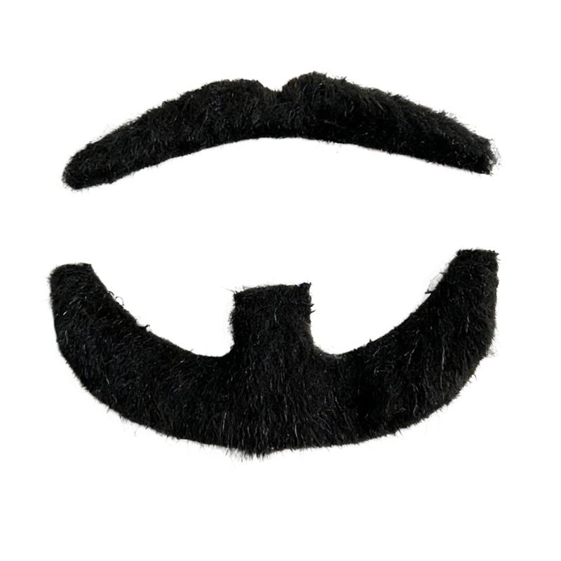 Costume Mustache and Goatee Set with Adhesive Wear for Cosplay Looks, Theater Outfits, Party Styling and Booth Photos