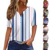 Women's T Shirt Tee Printed Button Short Sleeve Tunic Daily Weekend Fashion Basic V- Neck Regular Top