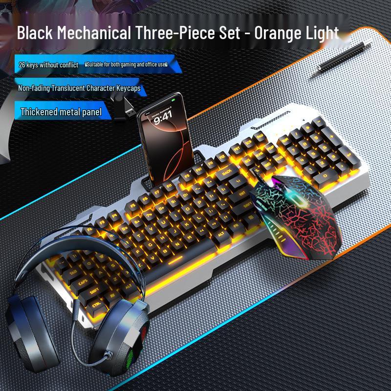 GX810 Wired Gaming Set: Mechanical Feel Keyboard, Mouse & Luminous Headset for Esports and Office.