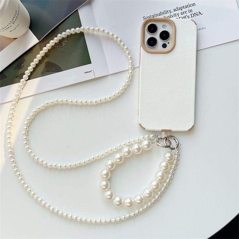 Creative Simple Colorful Love Transparent Beads Mobile Phone Case Cross-Chain