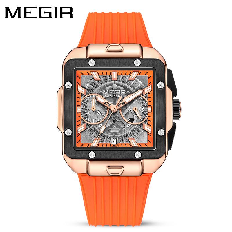 Square Men's Silicone Strap Chronograph Sports Quartz Watch