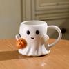 Cute Ghost Mug Halloween Ceramic Coffee Cup 3D Pumpkin Creative Spooky Drinkware Novelty Tea Milk Mug with Spoon Birthday Gift