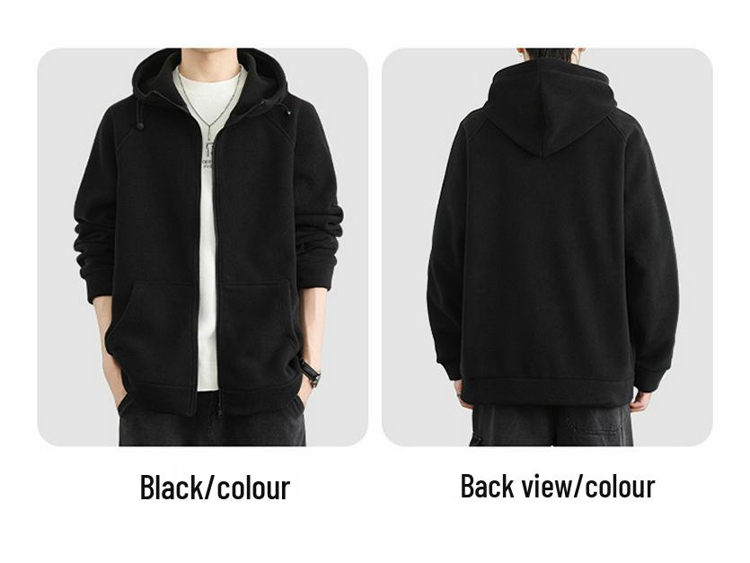 Męska jesienno-zimowa kurtka z kapturem z dwustronnego polaru