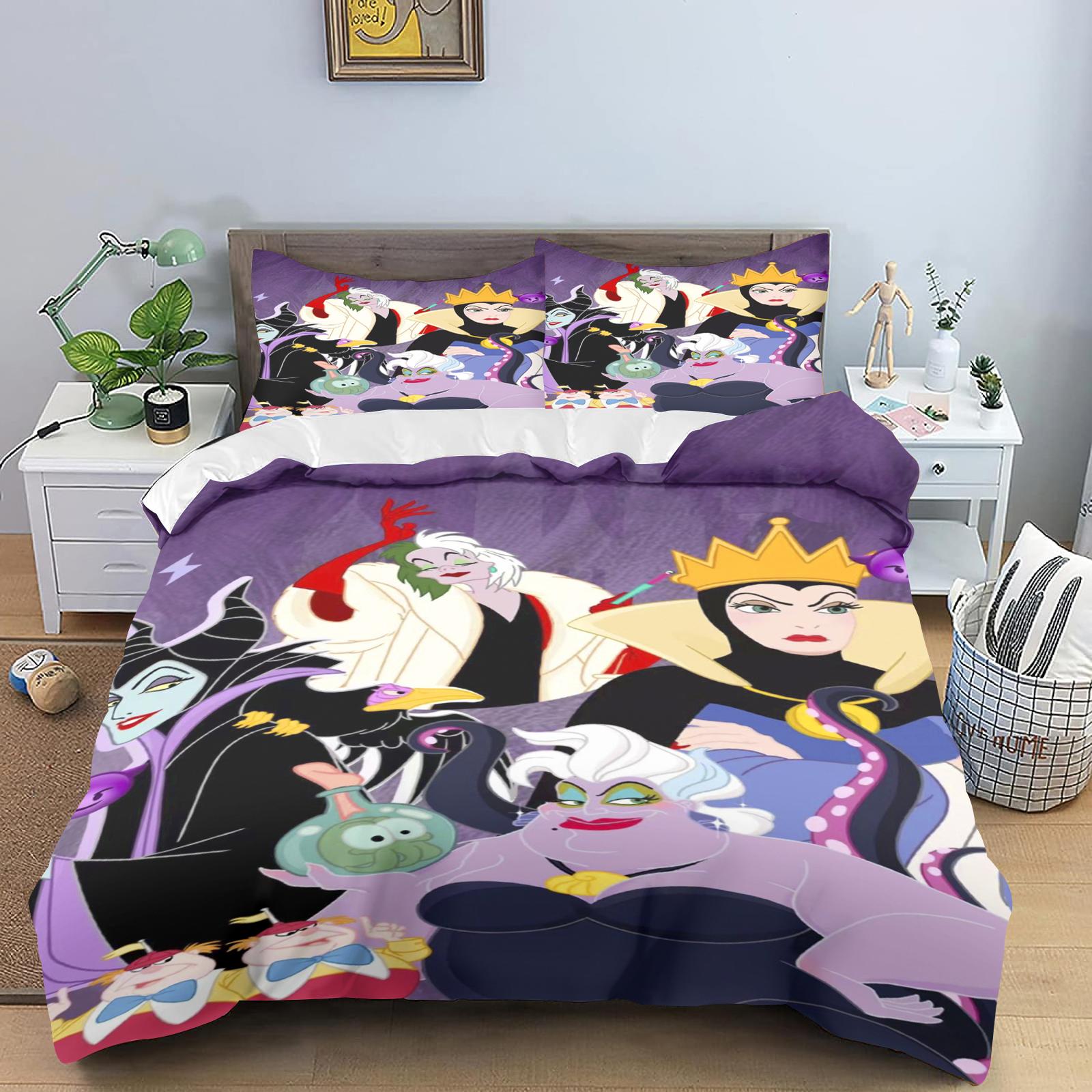 

Vilains Maleficent Ursula Evil Quen Beding Set Soft with Soft Fabric Duvet Cover Warm Comforter Sets Double Comforte 10% Polyester 3-Piece Set 135*200cm Eu-Single