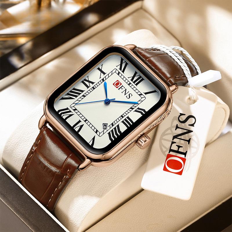 Ceas Fashion Trend Impermeabil Ceas Patrat pentru Dama cu Ceas Calendar Curea