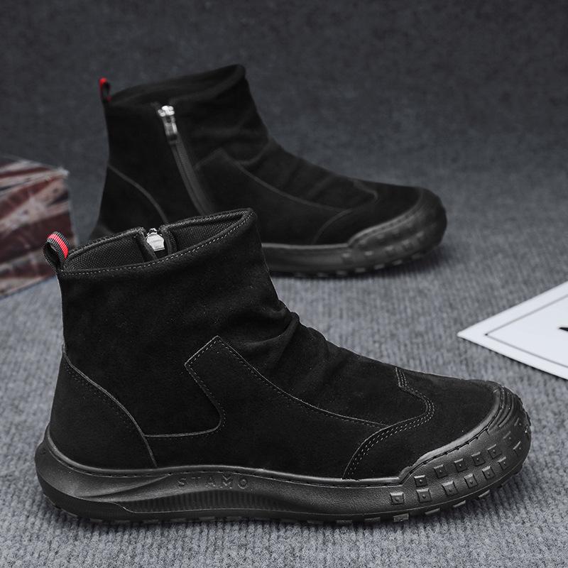 Herren 2023 Herbst Wasserdichte Schwarze Leder High-Top Casual Martin Boots