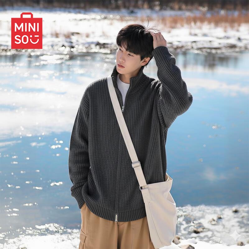 MINISO Men's Basic Knit Cardigan Sweater