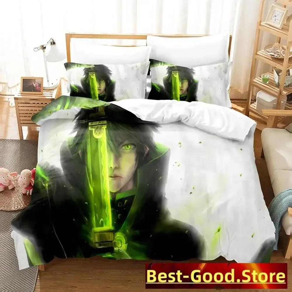 Seraph of the end Beding Set Printed Bed Linen Set With Pilowcase Bed Soft Duvet Cover Soft Single Double Quen Super King-Sized Dimensionsd Dimensions