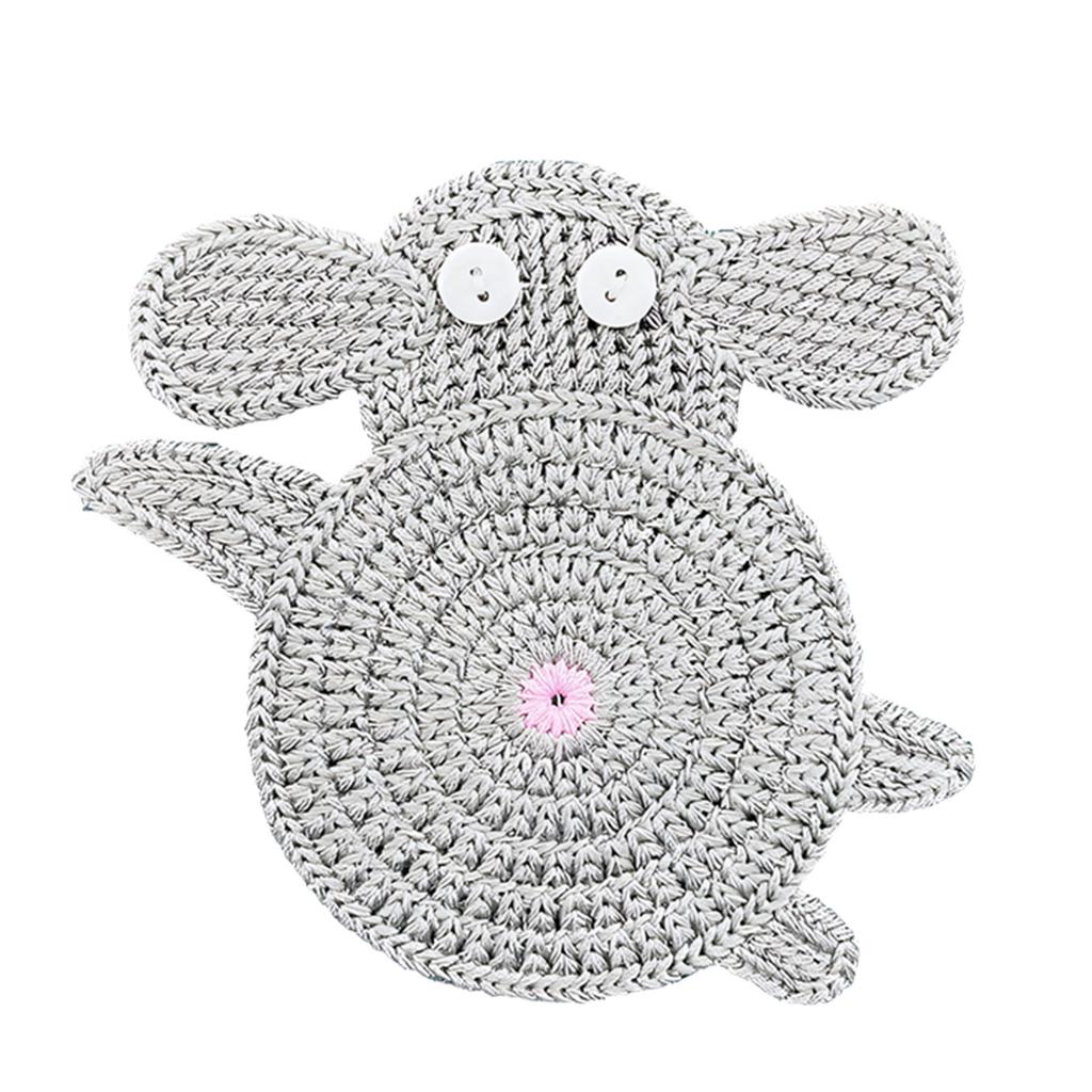3Pcs Lovely Creature Themed Drink Protectors Soft Fabric Crochet Coasters For Dining Table