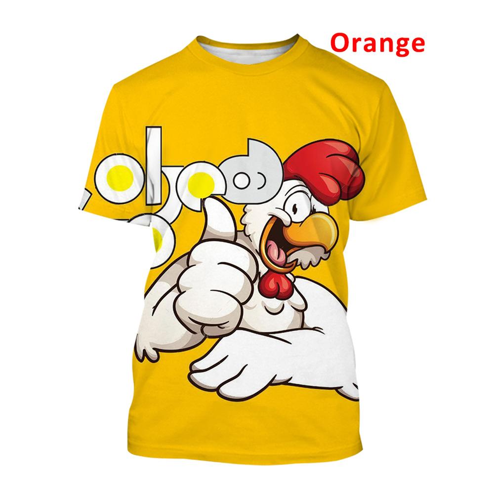 2025 Summer Fashion Graphic Chicken 3D Printing T-shirt Men's Short Sleeve Round Neck Unisex Funny Cool Chicken Tees Casual Tops