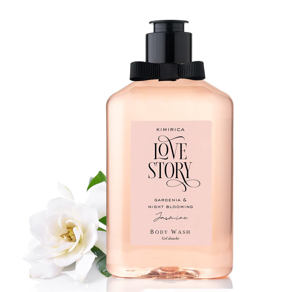 Kimirica Love Story Gel de Banho Esfoliante Suave de Verão 270ml | Limpa Profundamente a Pele | 100% Vegano e Livre de Parabenos (Jasmim da Noite