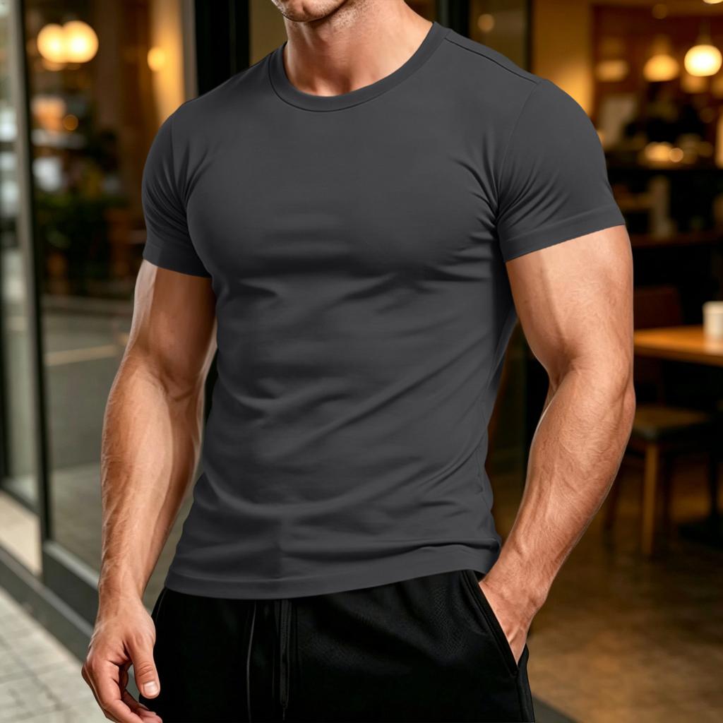 Men's Fashion Cotton Neck Short Sleeve T-Shirt for Everyday Casual Wear