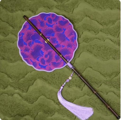 

Круглый веер из бамбукового дерева, материал можно свернуть, складная длинная ручка, старинный стиль, женский летний классический ханьфу чонсам, реквизит