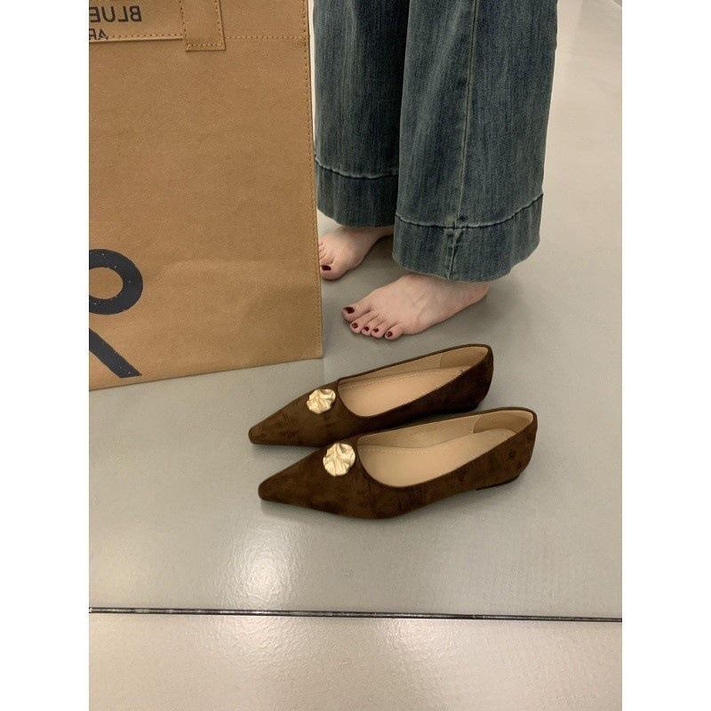 

French temperament shallow mouth pointed flat bottom ladyshoes women s shoes 2025 new versatile not tired feet commuting single shoes women 35 чёрный