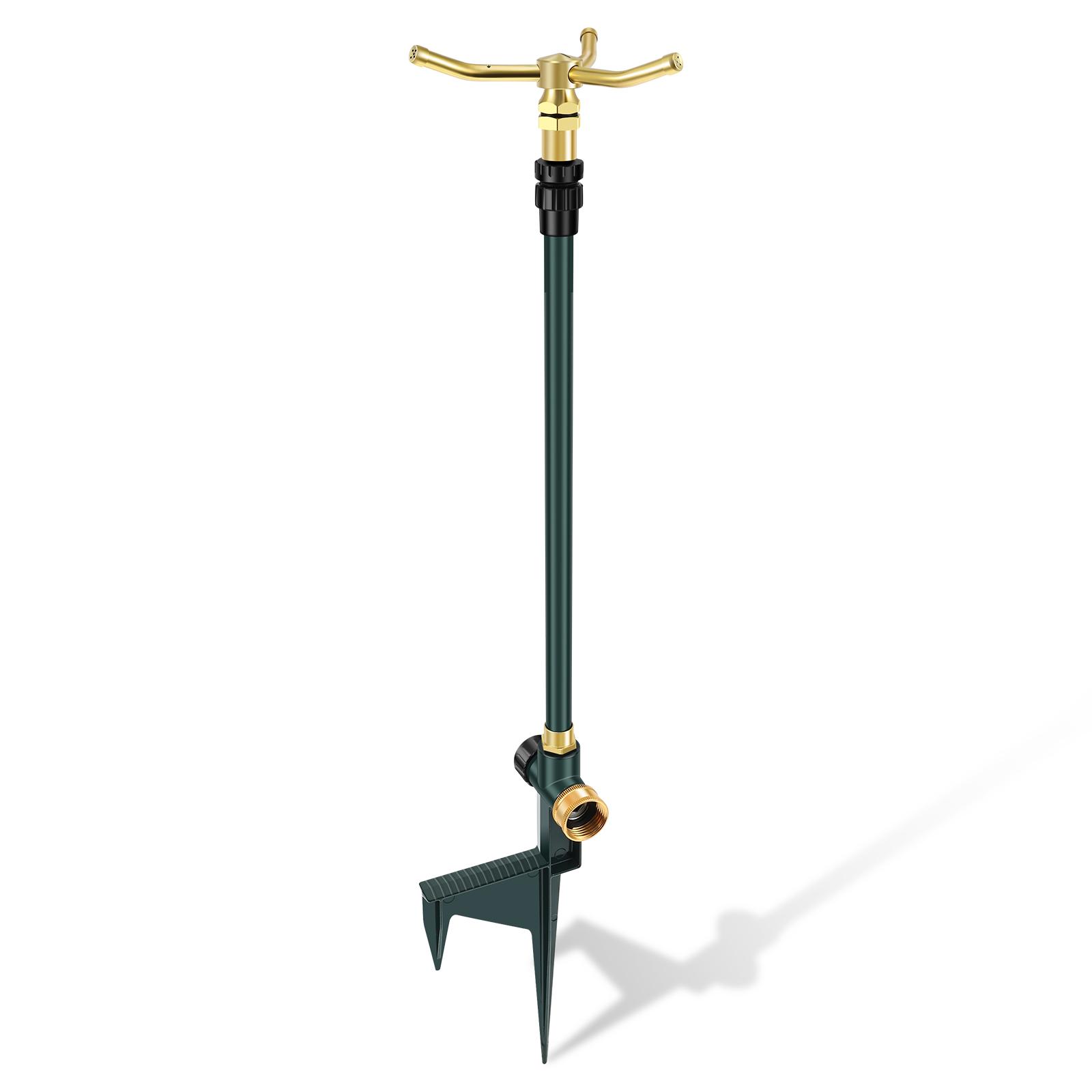 360° Rotating Lawn Sprinkler Adjustable Telescoping Aluminum Alloy Irrigation System Garden Automatic Watering Sprinkler зелёный