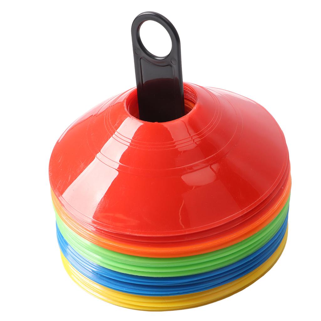 50 Pack Agility Soccer Cones Different Colored Cone Markers with Carry Bag and Holder for Sports Training Practice
