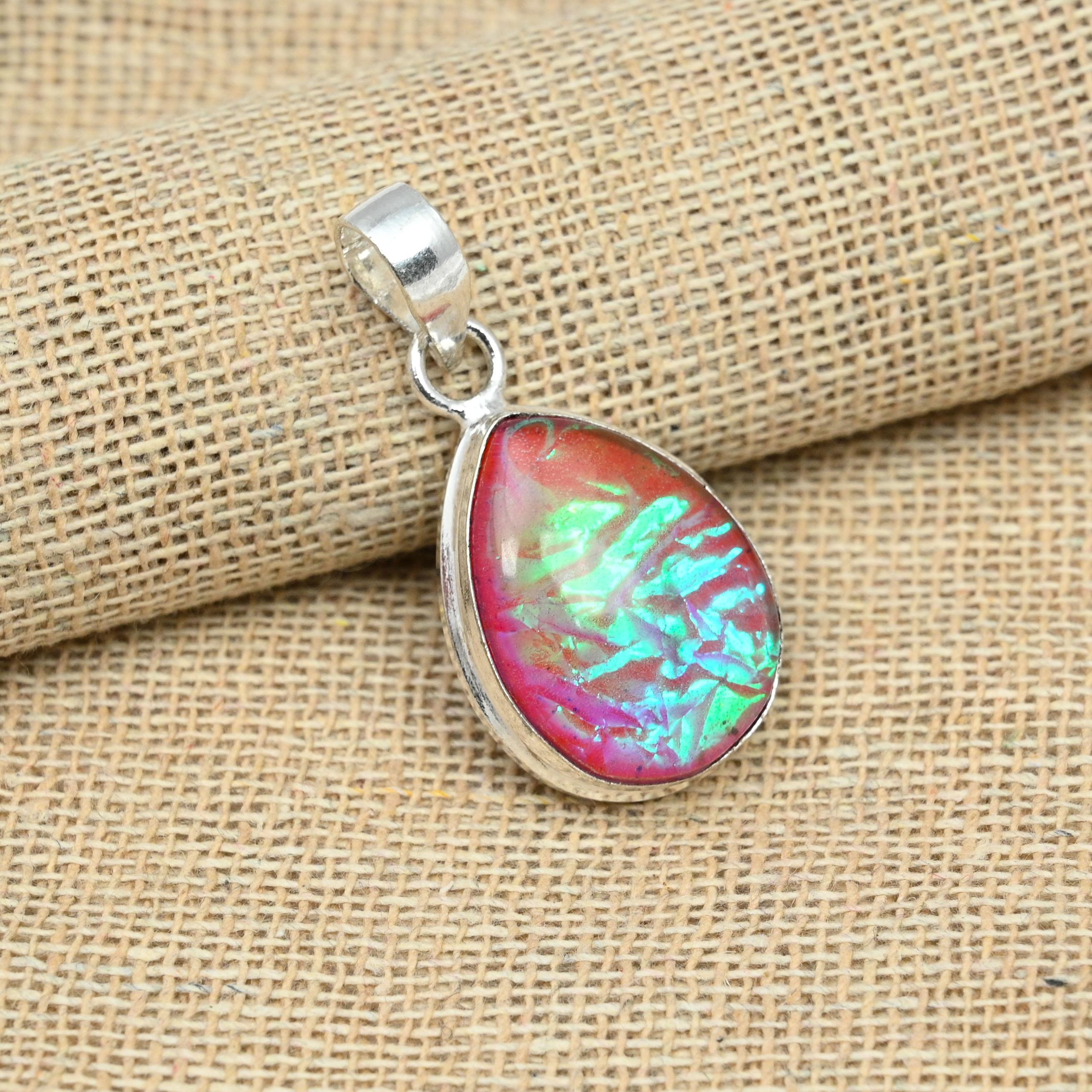 

Ювелирные изделия из красного австралийского тройного опала ручной работы из твердого серебра 925 пробы с драгоценным камнем 1.57 Inches красный