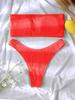 2024 European & American Snake Print Bandeau High-Waisted Bikini Swimwear for Women