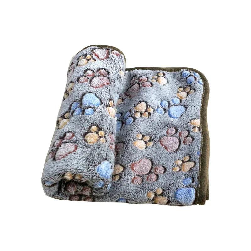 Lovely Pet Small Large Warm Paw Print Dog Puppy Cat Fleece Soft Blanket Beds Mat for Small Medium Large Dogs Mat
