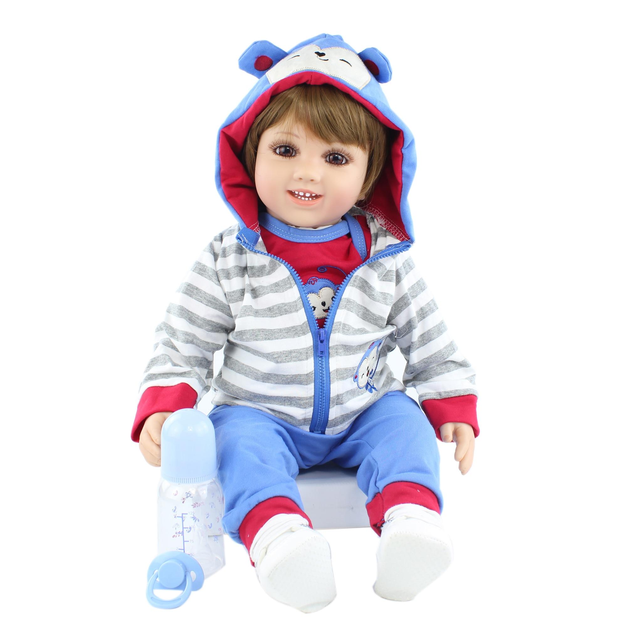 BZDOLL Bambola Reborn da 60 cm per partner di crescita di ragazze e ragazzi (Corpo in tessuto, arto in silicone morbido) Bebe vivo per bambini da 24 pollici realistico Boy-6, Cloth Body