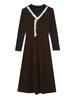 2026 Autumn/Winter Elegant Hepburn Style Slimming Patchwork Mid-Length Dress
