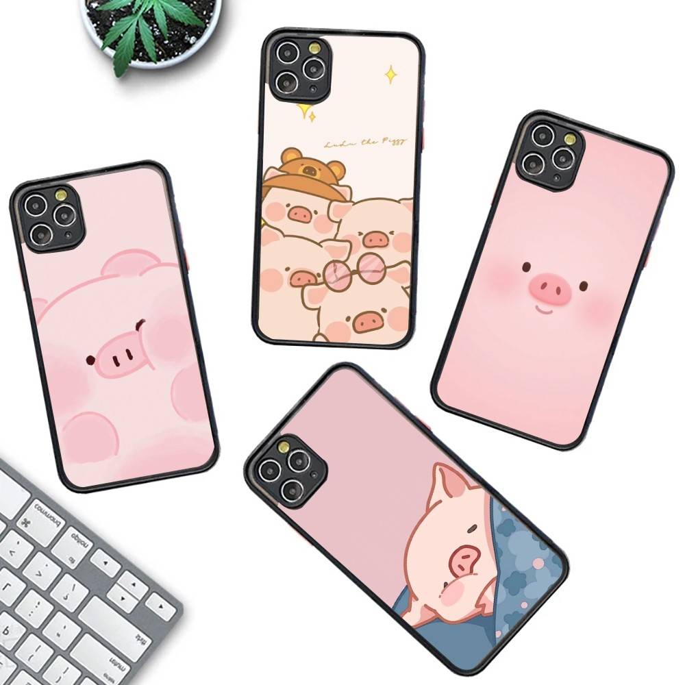 Cute Pig Cartoon L-lulu Phone Case For IPhone 14 11 12 13 Mini Pro Max 8 7 Plus X XR XS MAX Translucent Matte Cover