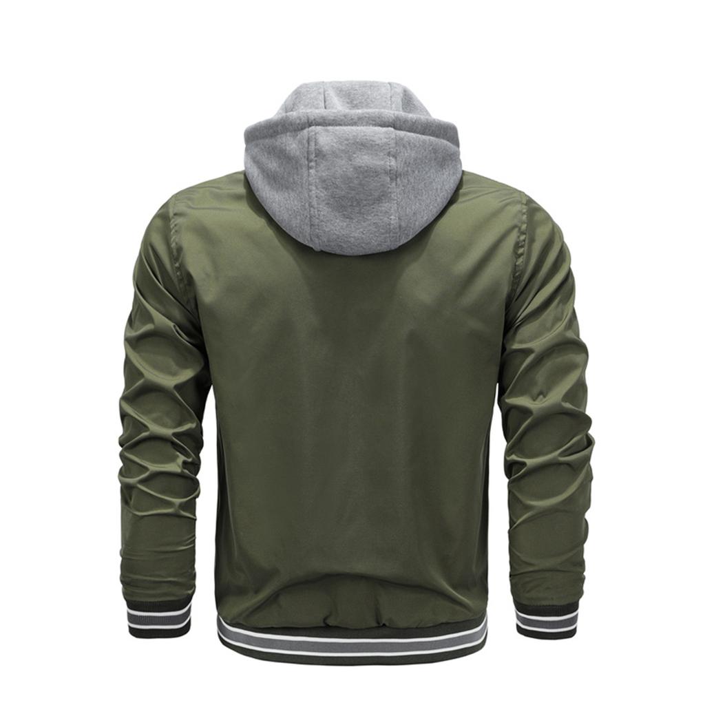Removable Single-layer Breathable Fabric Men's Baseball Uniform Jacket with Hood