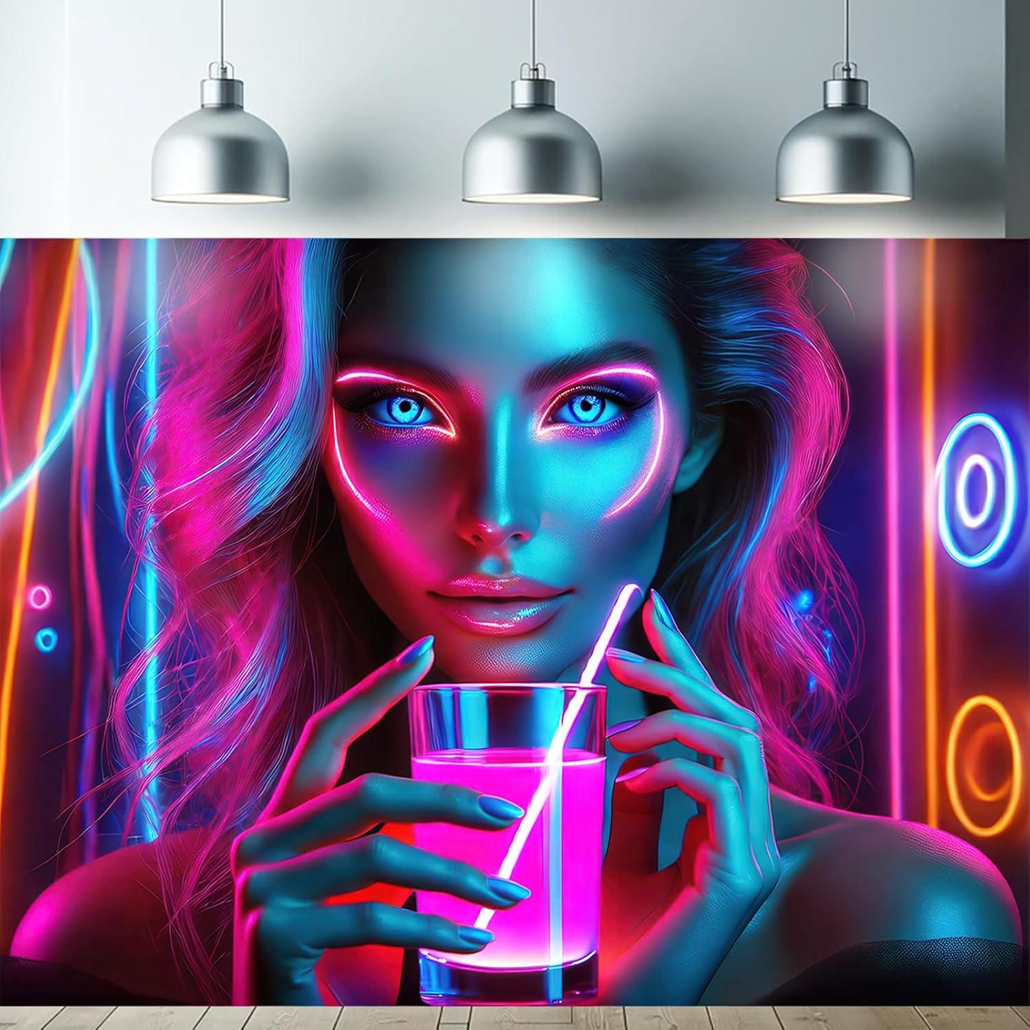 Tapestry Starry Patio Dark Night Cyberpunk Girl 75x100