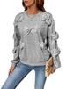 European & American Autumn Sweet Casual Bow Spliced Gray Round Neck Women's Sweatshirt