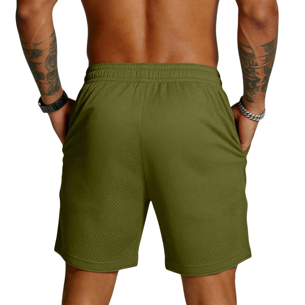 Men's Mesh Athletic Shorts with Elastic Waistband and Drawstring Adjustable Fit Breathable Sportswear for Training Running Gym